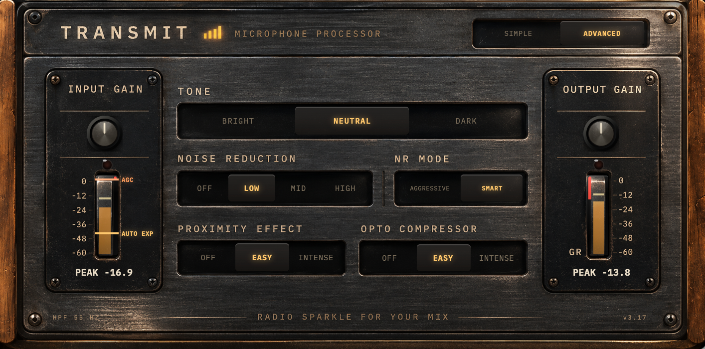 TRANSMIT, ADVANCED panel